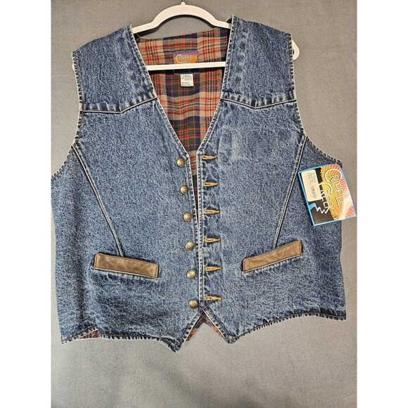 Cripple Creek Ranchwear Men L Vest Denim Blue Jean Sleeveless Western New - Picture 1 of 7